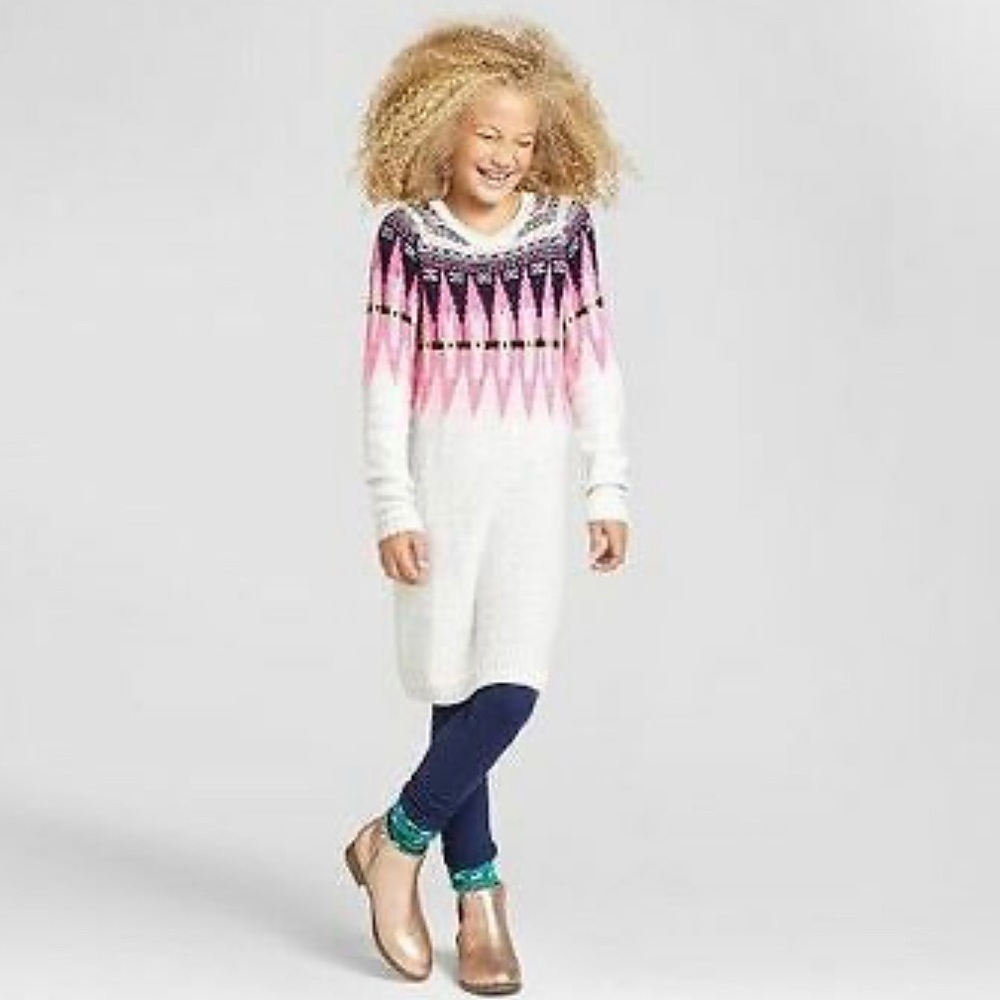Cat & Jack Girl’s Sweater Dress Grey/Pink